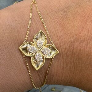 S🚫LD Brand-new,pure 18K bracelet,yellow gold&precious stones in the middle